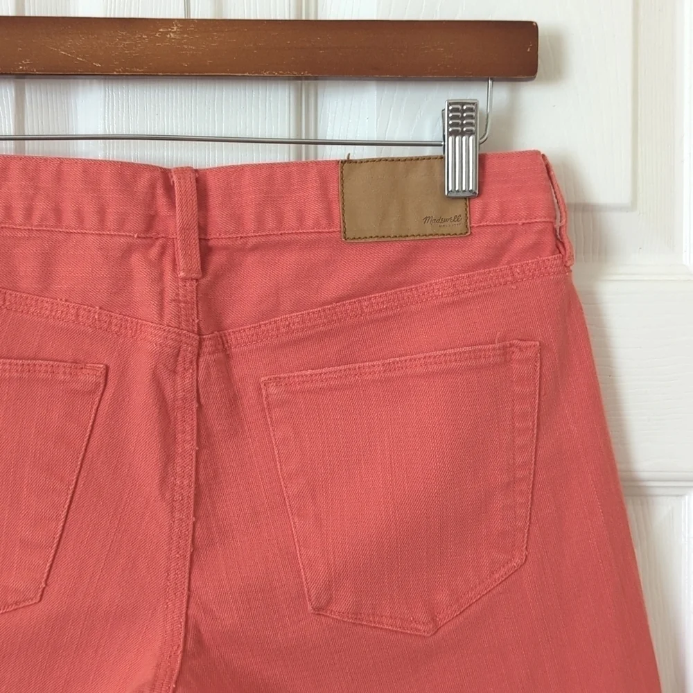 Madewell Classic Relaxed Mid Rise Cut Off Frayed Hem Jean Shorts Coral Pink 26 - Picture 11 of 11